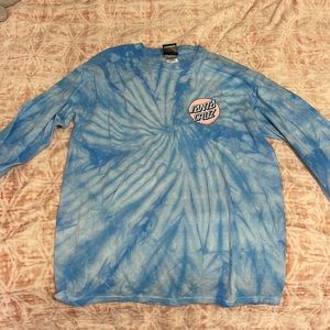 Blue tie dye longsleeved oversized shirt